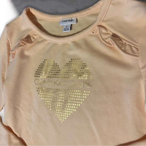 Calvin Klein Girls Long Sleeve Crew Neck Peplum Top In Light Pink Size 6 - Picture 2 of 5